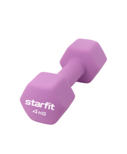 Гантель неопреновая Starfit DB-201 4 кг, фиолетовый пастель, фото 1
