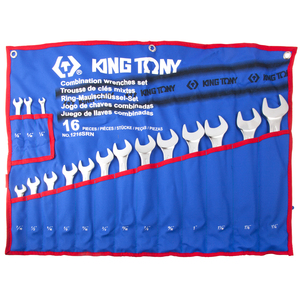 Набор комбинированных ключей, 1/4"-1&1/4", 16 предметов KING TONY 1216SRN, фото 1