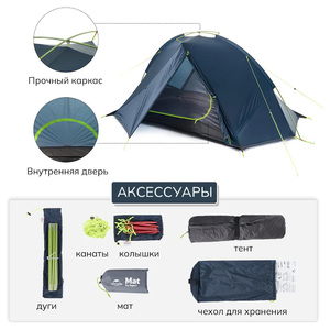 Палатка Naturehike Tagar NH17T180-J двухместная синяя, 6927595716182, фото 6