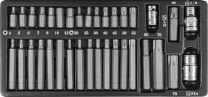 JONNESWAY S29H4135S Набор вставок-бит 10 мм и 14 мм DR с переходниками, 35 предметов