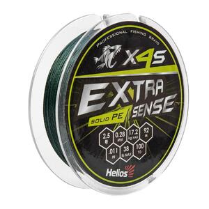 Шнур Extrasense X4S PE Green 92m 2.5/38LB 0.28mm (HS-ES-X4S-2.5/38LB) Helios