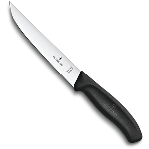 Нож Victorinox разделочный, узкое лезвие 15 см прямое, чёрный, в блистере, фото 1