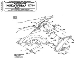 Крепеж боковых+центрального кофров GIVI Wingrack Honda Transalp 6