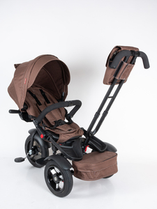 Велосипед коляска трехколесный с ручкой, Tech Team Luxury music коричневый 2026, фото 6