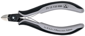 Бокорезы прецизионные ESD, округлая головка, 125 мм, 2-комп антистатические ручки KNIPEX KN-7912125ESD, фото 1