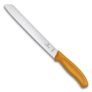 Нож Victorinox для хлеба, лезвие 21 см волнистое, оранжевый, в блистере, фото 2