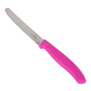 Нож Victorinox для томатов и сосисок лезвие 11 см волнистое, розовый, фото 1