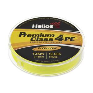 Шнур плетеный PREMIUM CLASS 4 PE BRAID Fluorescent Yellow 0,18mm/135 (HS-4PFY-18/135 Y) Helios