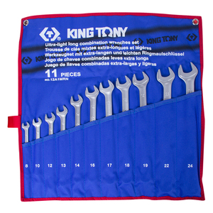 Набор комбинированных удлиненных ключей, 8-24 мм, чехол из теторона, 11 предметов KING TONY 12A1MRN, фото 1