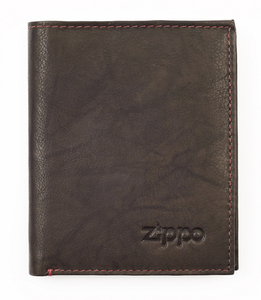 Портмоне Zippo, коричневое, натуральная кожа, 10×1,5×12,3 см, фото 1