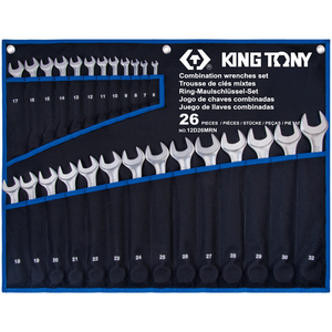 Набор комбинированных ключей, 6-32 мм, чехол из теторона, 26 предметов KING TONY 12D26MRN, фото 1