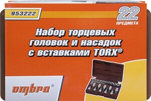 Ombra 953222 Набор головок торцевых, внешний TORX®, и насадок с вставками-битами TORX®, 22 предмета, фото 5