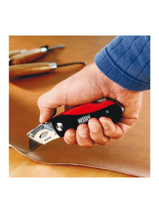 Нож складной строительный ERDI, быстрая замена лезвий, отсек для запасных лезвий, пластиковая ручка, ER-DBKPH-EU, фото 5