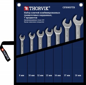 Thorvik CFRWS7TB Набор ключей гаечных комбинированных трещоточных карданных в сумке, 8-19 мм, 7 предметов, фото 1