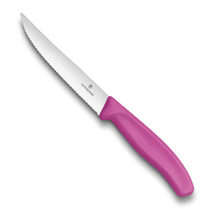 Нож Victorinox для стейков и пиццы, 12 см волнистое, розовый, фото 1