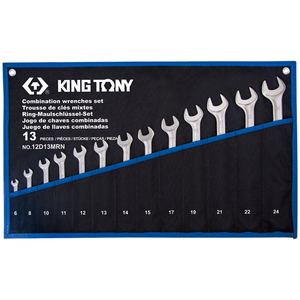 Набор комбинированных ключей, 6-24 мм, чехол из теторона, 13 предметов KING TONY 12D13MRN, фото 1
