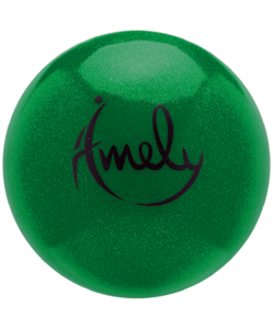 Мяч для художественной гимнастики Amely AGB-303 19 см, зеленый, с насыщенными блестками, фото 1
