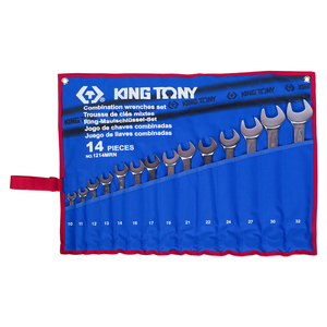 Набор комбинированных ключей, 10-32 мм, чехол из теторона, 14 предметов KING TONY 1214MRN, фото 1