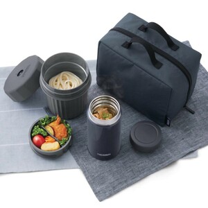 Термос для еды с контейнерами и сумкой THERMOS JEC-1000 NVY 1л (синий), фото 5