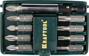 Набор бит KRAFTOOL Compact-10 с магнитным адаптером 10 шт. 26130-H10, фото 1