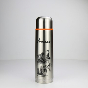 Термос  TONAR серебристый 1литр Волк (HS.TM-050-W), фото 1