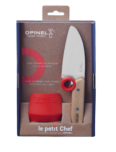 Нож шеф-повара Opinel+защита пальцев, деревянная рукоять, нержавеющая сталь, коробка, 001744, фото 2