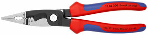 Клещи электромонтажные, 6-в-1, зачистка 0.75 – 1.5 / 2.5 мм², рез Ø 15 мм / 50 мм², 200 мм, фосфатированные, 2-комп ручки KNIPEX KN-1382200