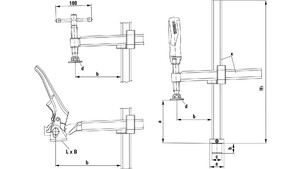 Зажимной элемент BESSEY TWV16-20-15-2K с регулируемой глубиной захвата для сварочных столов 200/30-150, 2.5 кН, 2К ручка, фото 3