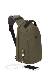 Рюкзак-антивор Swissgear с одним плечевым ремнем, хаки, 21x12,5x34 см, 8,5 л, фото 3