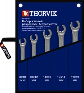Thorvik FNWS005 Набор ключей гаечных разрезных в сумке, 8-19 мм, 5 предметов, фото 1