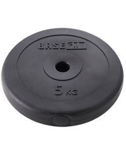 Диск пластиковый BASEFIT BB-203 d=26 мм, черный, 5 кг, фото 1