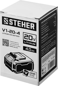 Аккумуляторная батарея STEHER 20В 4 Ач Li-Ion тип V1 V1-20-4, фото 3
