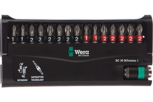 Набор бит торсионных с битодержателем Rapidaptor, 30 пр., 1/4" C6.3 Bit-Check 30 BiTorsion 1 WERA WE-057430, фото 5