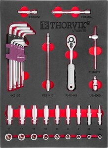 Набор торцевых головок Thorvik  1/4" с принадлежностями в EVA ложементе 280х375 мм, 25 предметов, фото 1