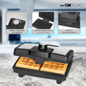 Вафельница Clatronic WA 3606 schwarz-inox, фото 3