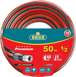 Поливочный шланг RACO Premium 1/2", 50 м, 40 атм, пятислойный, усиленный двумя слоями армирования 40300-1/2-50, фото 1