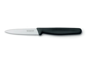 Нож Victorinox Standart для очистки овощей, летвие 8 см, серрейторная заточка, черный, фото 1