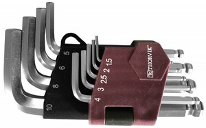 Thorvik HKSB9S Набор ключей торцевых шестигранных коротких с шаром, H1.5-H10, 9 предметов, фото 1
