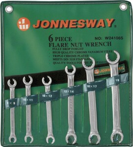JONNESWAY W24106S Набор ключей гаечных разрезных в сумке, 8-19 мм, 6 предметов, фото 1