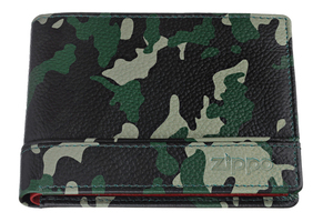 Портмоне Zippo, зелёно-черный камуфляж, натуральная кожа, 11,2×2×8,2 см, фото 1