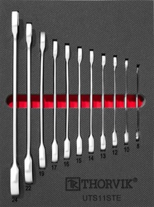 Набор ключей комбинированных трещоточных Thorvik  в EVA ложементе 280х375 мм, 11 предметов, фото 1