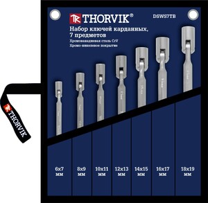 Thorvik DSWS7TB Набор ключей гаечных карданных в сумке, 6-19 мм, 7 предметов