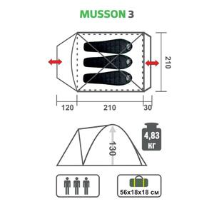 Палатка MUSSON-3 (HS-2366-3 GO) Helios, фото 2