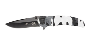 Нож Stinger, 84 мм, рукоять: алюминий, черн.-бел. камуфляж, картонная коробка, фото 1