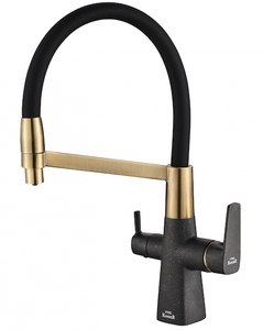 Смеситель для кухни ZORG Steel Hammer (SH 818-6 BLACK BR) Бронза Металл Черный, фото 1