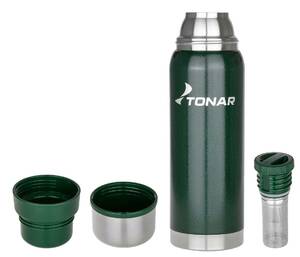 Термос (HS.TM-059-G) 1600ML с ситечком зеленый (2 крышки-кружки) TONAR, фото 2