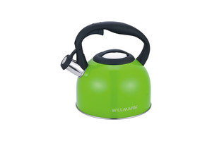 Чайник для плиты WILLMARK WTK-3229SS (2,5л, со свистком, техн. Easy spout open)Зеленый