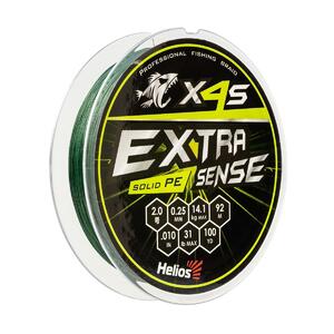 Шнур Extrasense X4S PE Green 92m 2.0/31LB 0.25mm (HS-ES-X4S-2/31LB) Helios, фото 1