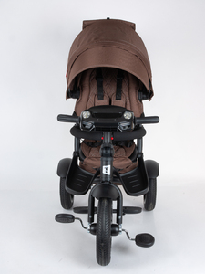 Велосипед коляска трехколесный с ручкой, Tech Team Luxury music коричневый 2026, фото 4