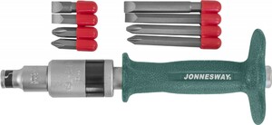 JONNESWAY AG010139 Ударная отвертка SL 8,10 (36,80 мм) PH#2,3 (36,80 мм), 9 предметов